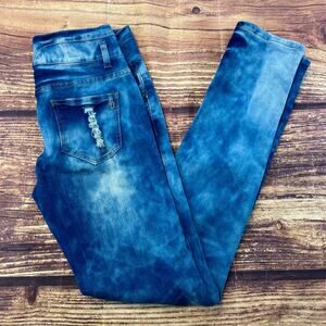 B. You Stretchy Lightweight Skinny  Jeans Size 9/10 Tie Dye Distressed
